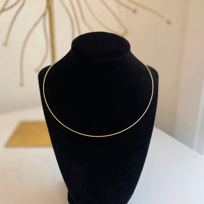 18KT Yellow Gold 1mm Cable Neck Wire Necklace