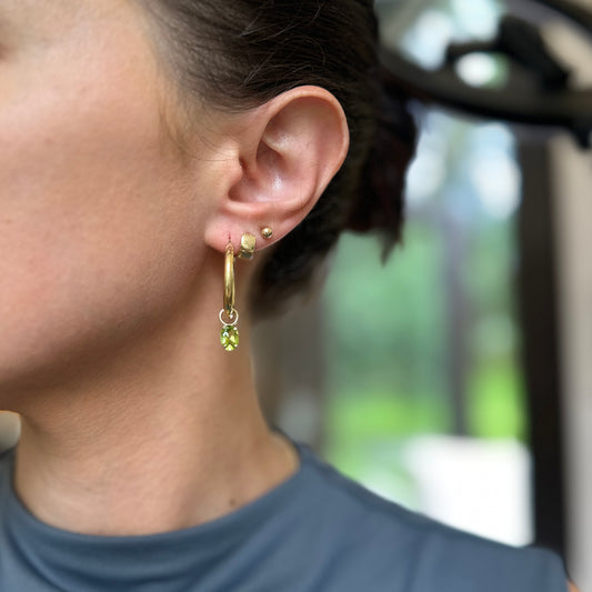 14KT Yellow Gold Oval Peridot Earring Charms - LSJ