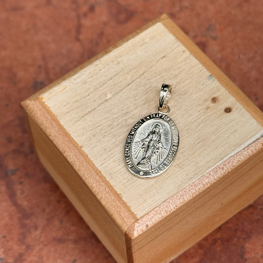 10KT Yellow Gold Oval Miraculous Medal Pendant 27mm