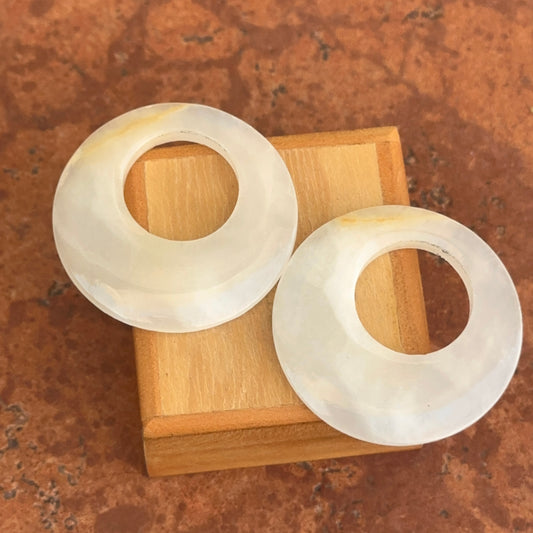 Vintage Round Opaque White Quartz Earring Charms