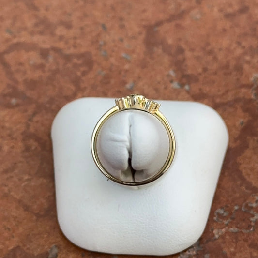 Estate 10KT Yellow Gold Pear-Cut Green Peridot + Diamond Accent Ring Size 6.5