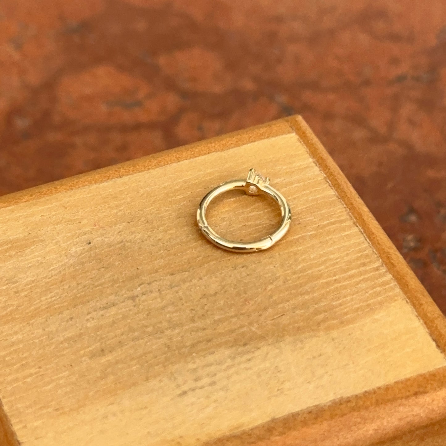 14KT Yellow Gold 18 Gauge CZ Hinged Cartilage Earring