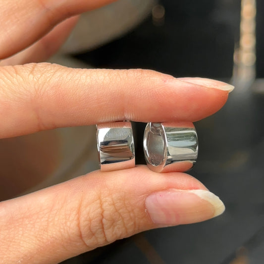 Sterling Silver Flat Round Hinged Small Huggie Hoop Earrings