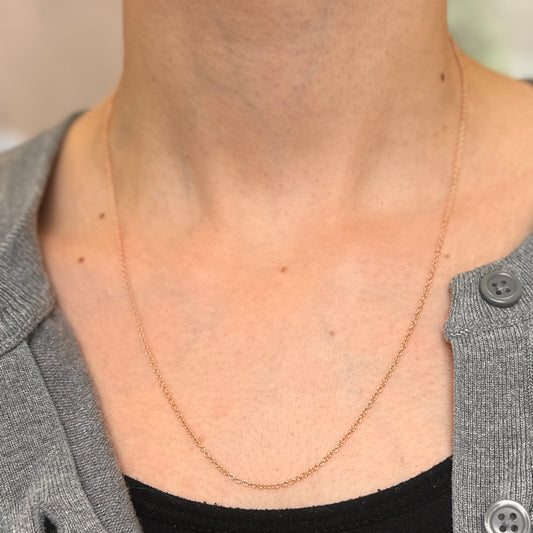 18KT Rose Gold 1.5mm Solid Cable Chain Necklace