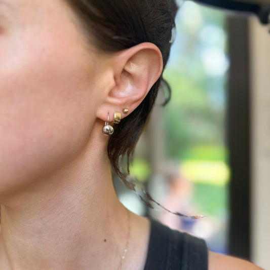 14KT White Gold 8mm Button Ball Kidney Wire Earrings