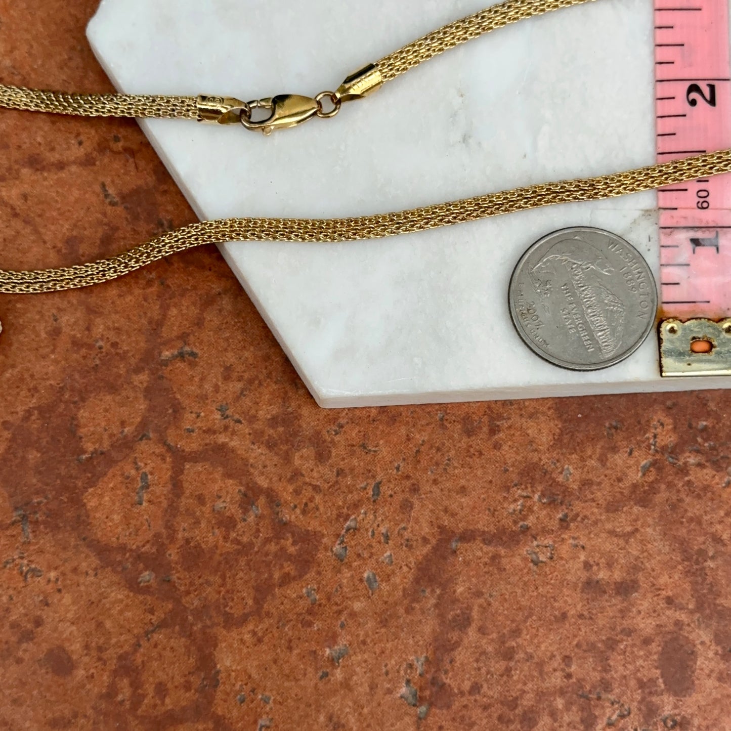 Vintage Gold Plated Vemeil Sterling Silver Weave Mesh Chain Necklace 18”