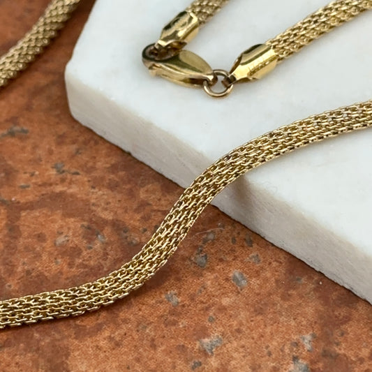 Vintage Gold Plated Vemeil Sterling Silver Weave Mesh Chain Necklace 18”