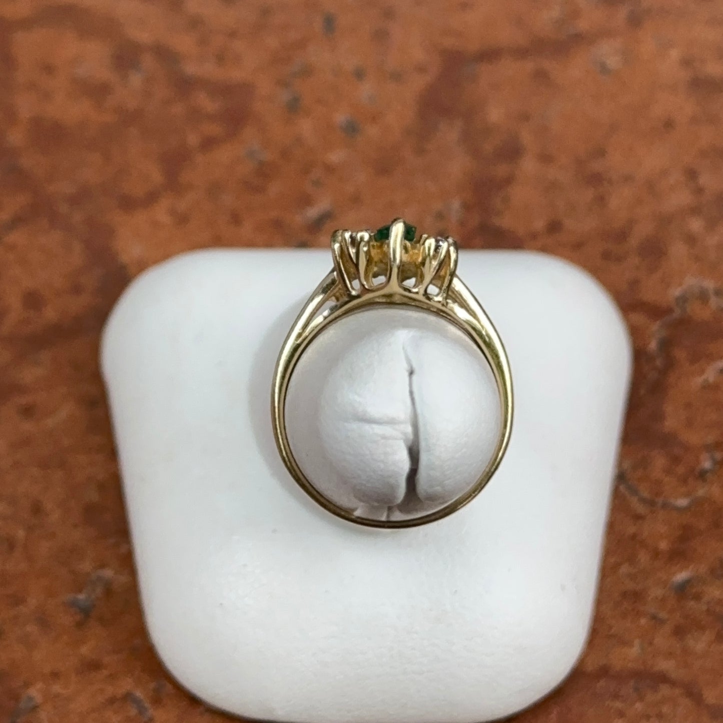 Estate 14KT Yellow 3 Marquise Emerald Ring