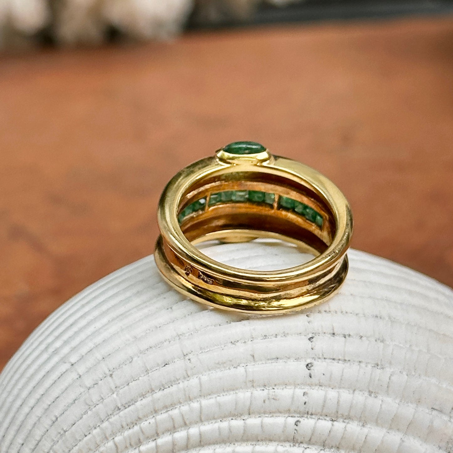 Estate 18KT Yellow Gold Princess-Cut Emerald Ring