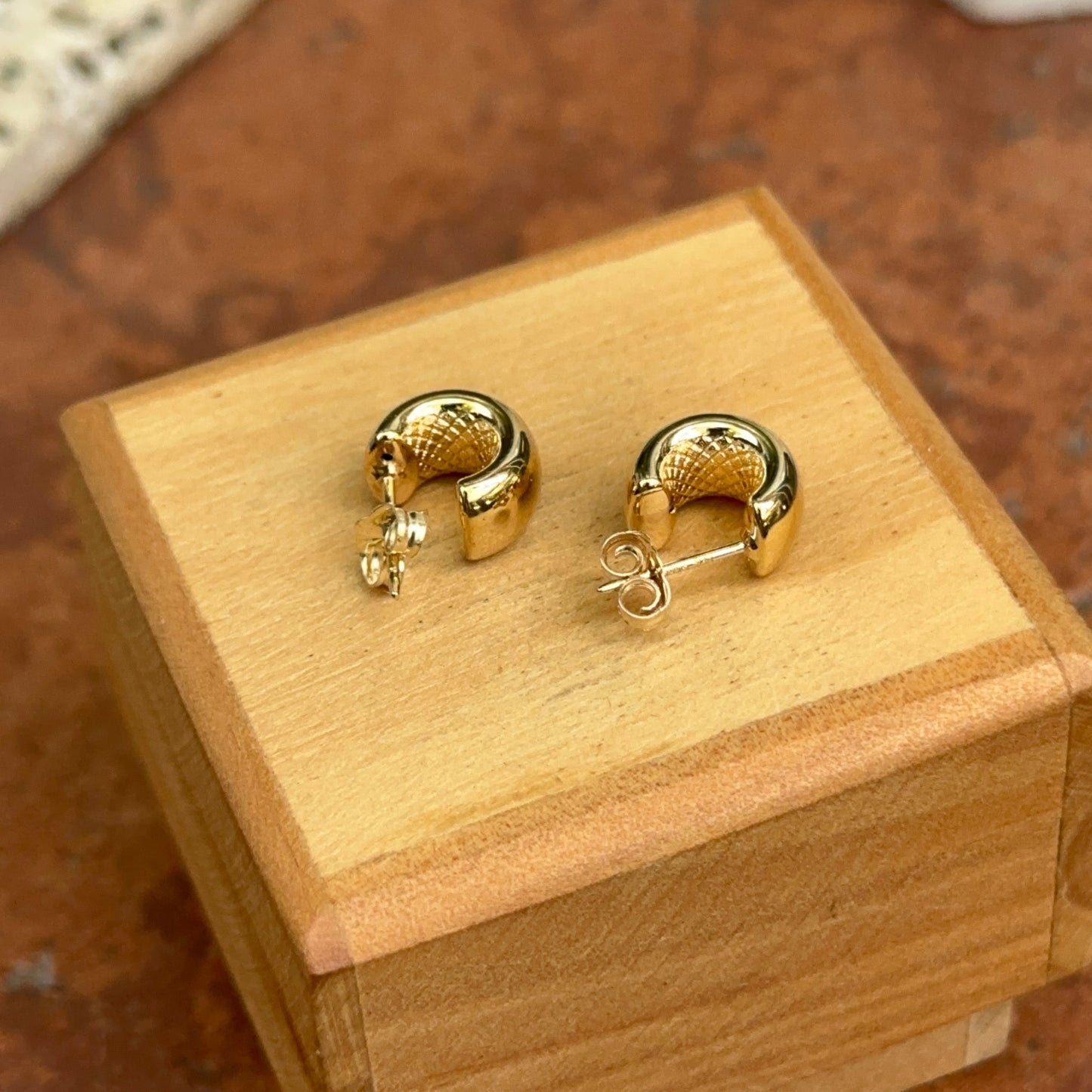 14KT Yellow Gold Rounded Mini C-Hoop Huggie Earrings