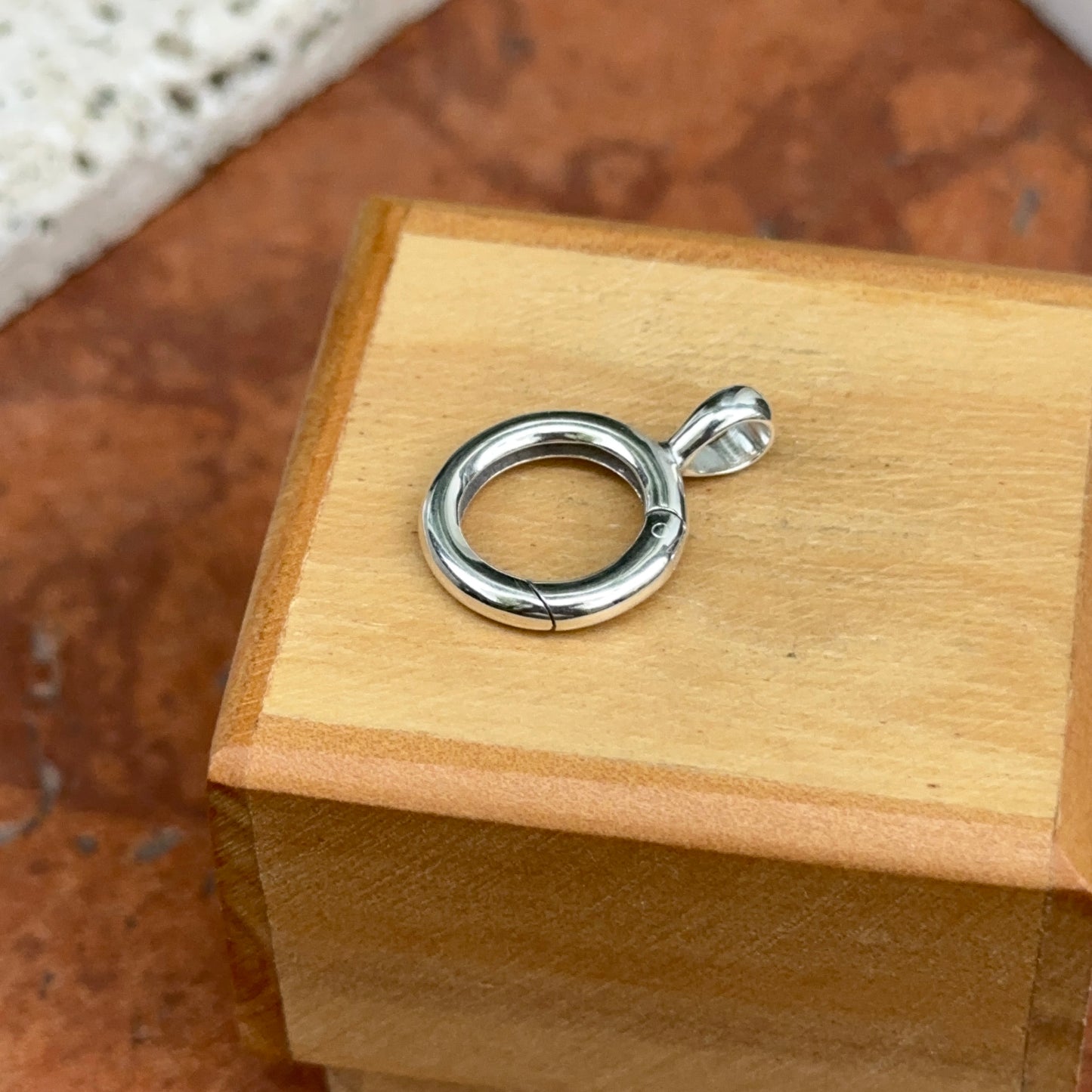 Sterling Silver Push-In Pendant Holder Clasp Enhancer 15mm Circle