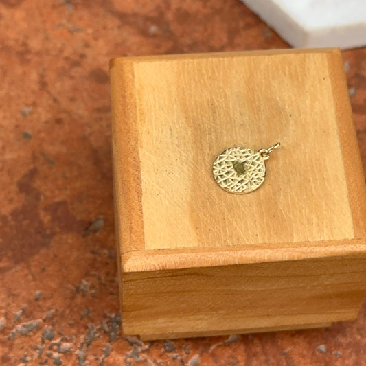 14KT Yellow Gold Evil Eye Round Medal Pendant 10mm