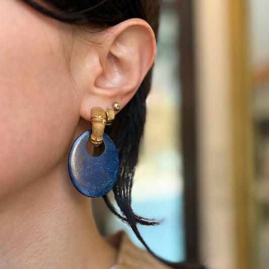 Estate Royal Blue Gemstone Oval Earring Charms