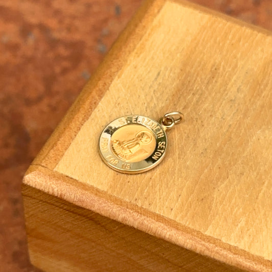 14KT Yellow Gold St Elizabeth Seton Round Medal Pendant Charm