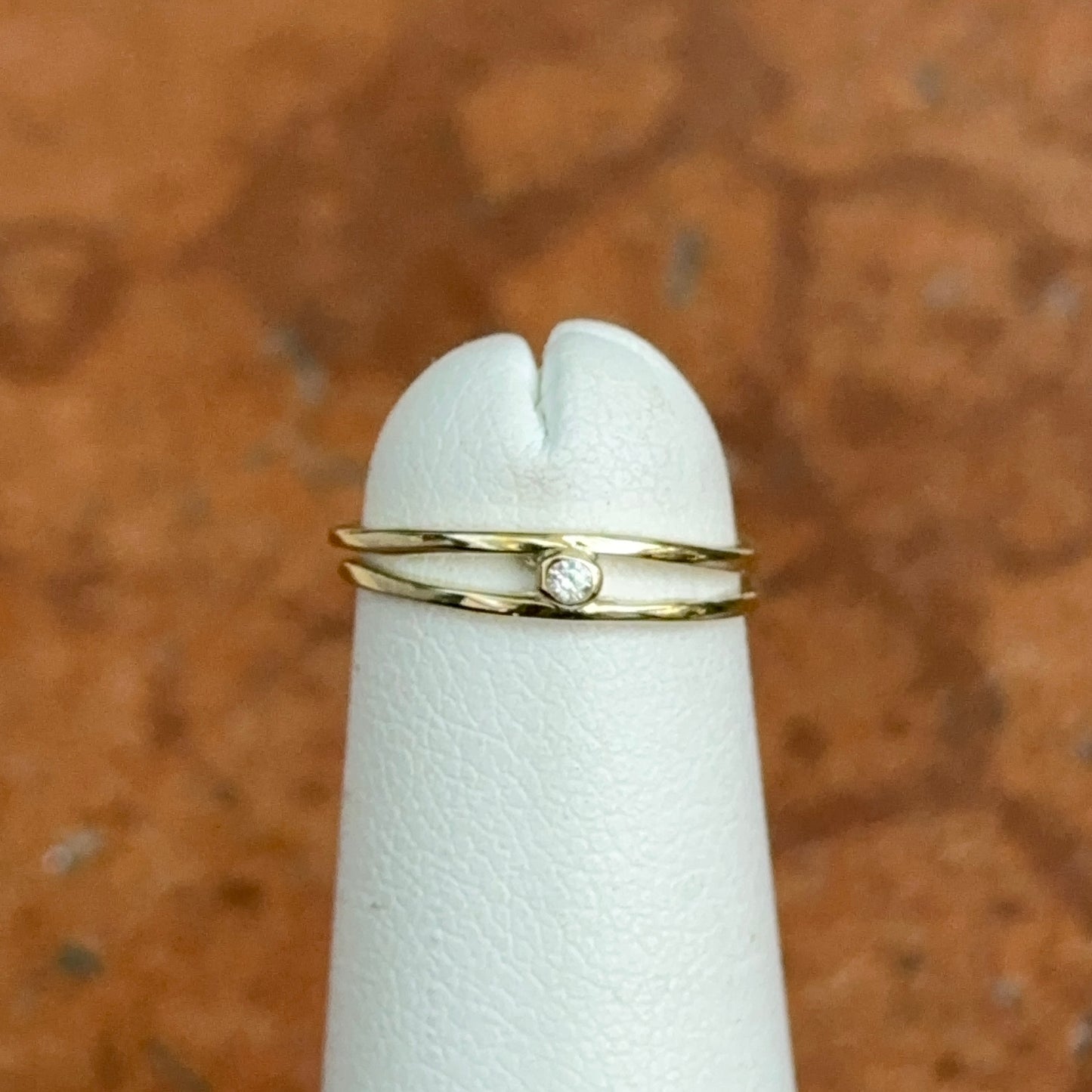 10KT Yellow Gold Band + CZ Toe Ring Adjustable