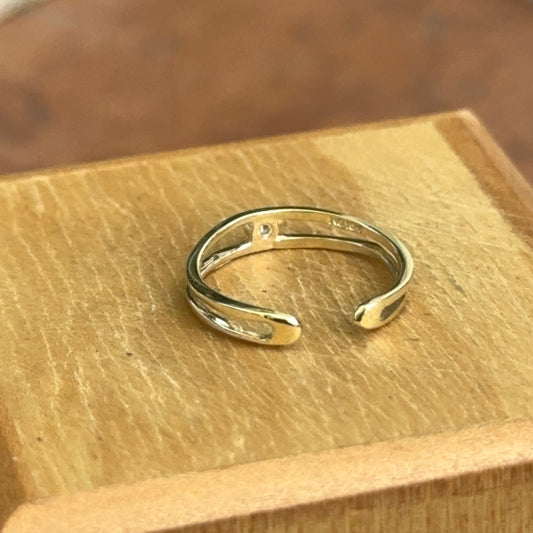 10KT Yellow Gold Band + CZ Toe Ring Adjustable