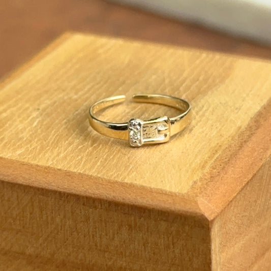 14KT Yellow Gold .01ct Diamond Buckle Toe Ring Adjustable - LSJ