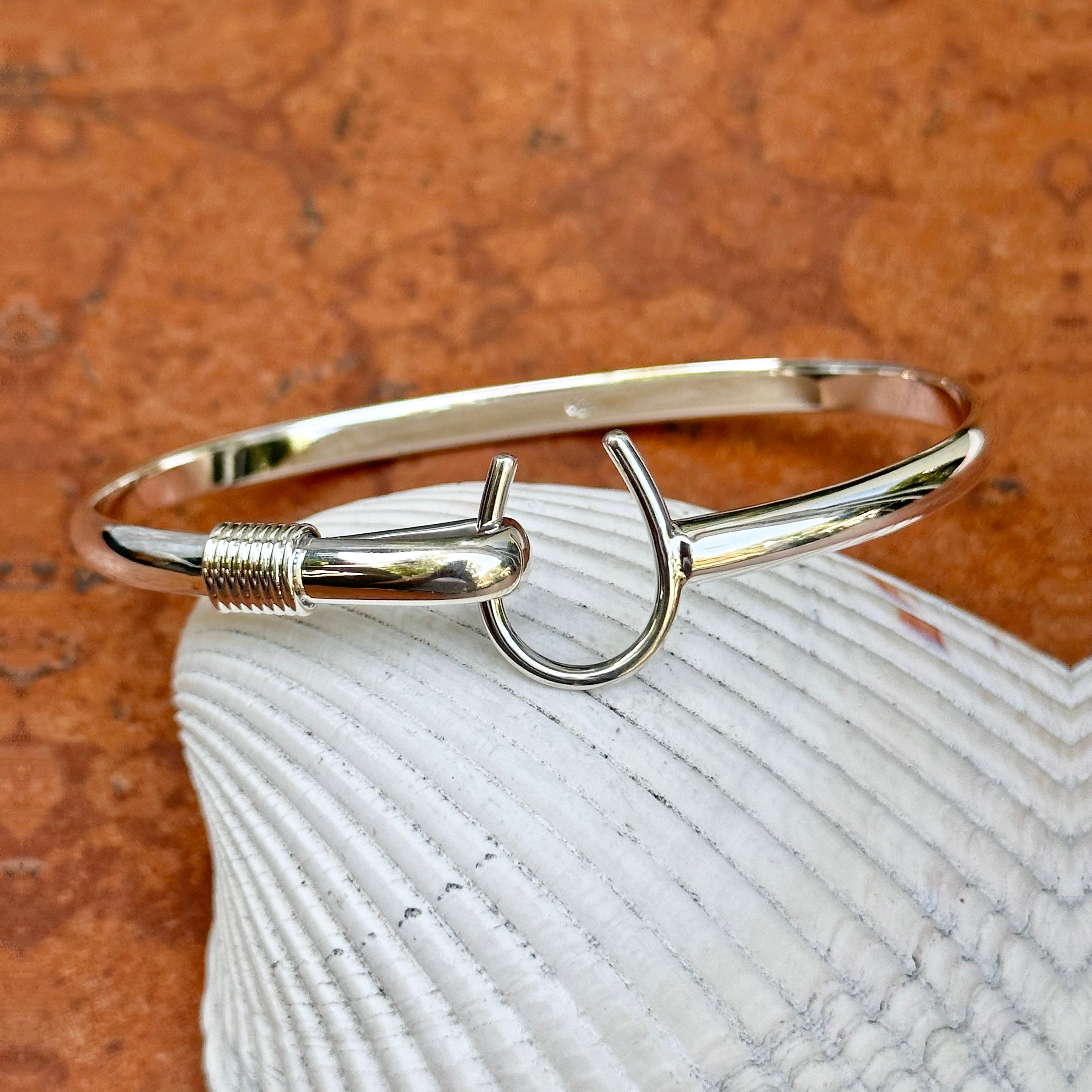 Sterling Silver Horseshoe Clasp Bangle Bracelet – LSJ