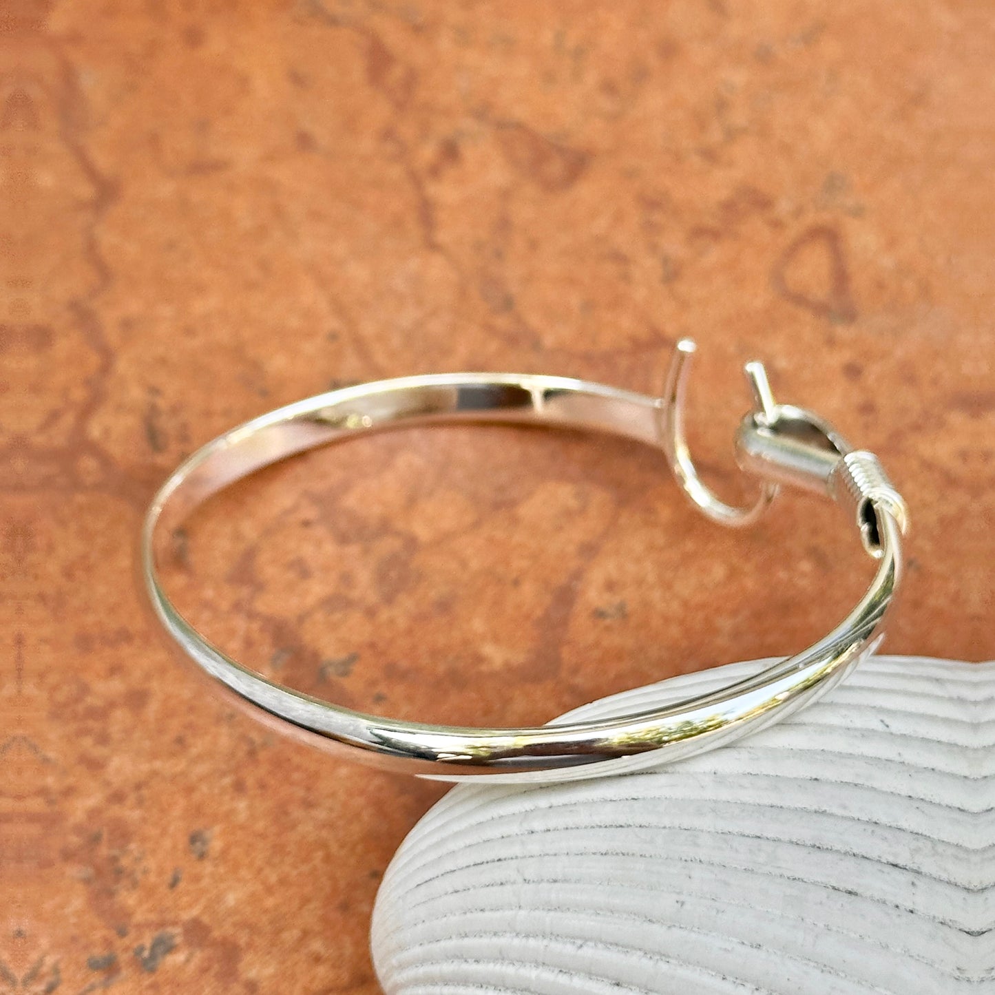 Sterling Silver Horseshoe Clasp Bangle Bracelet