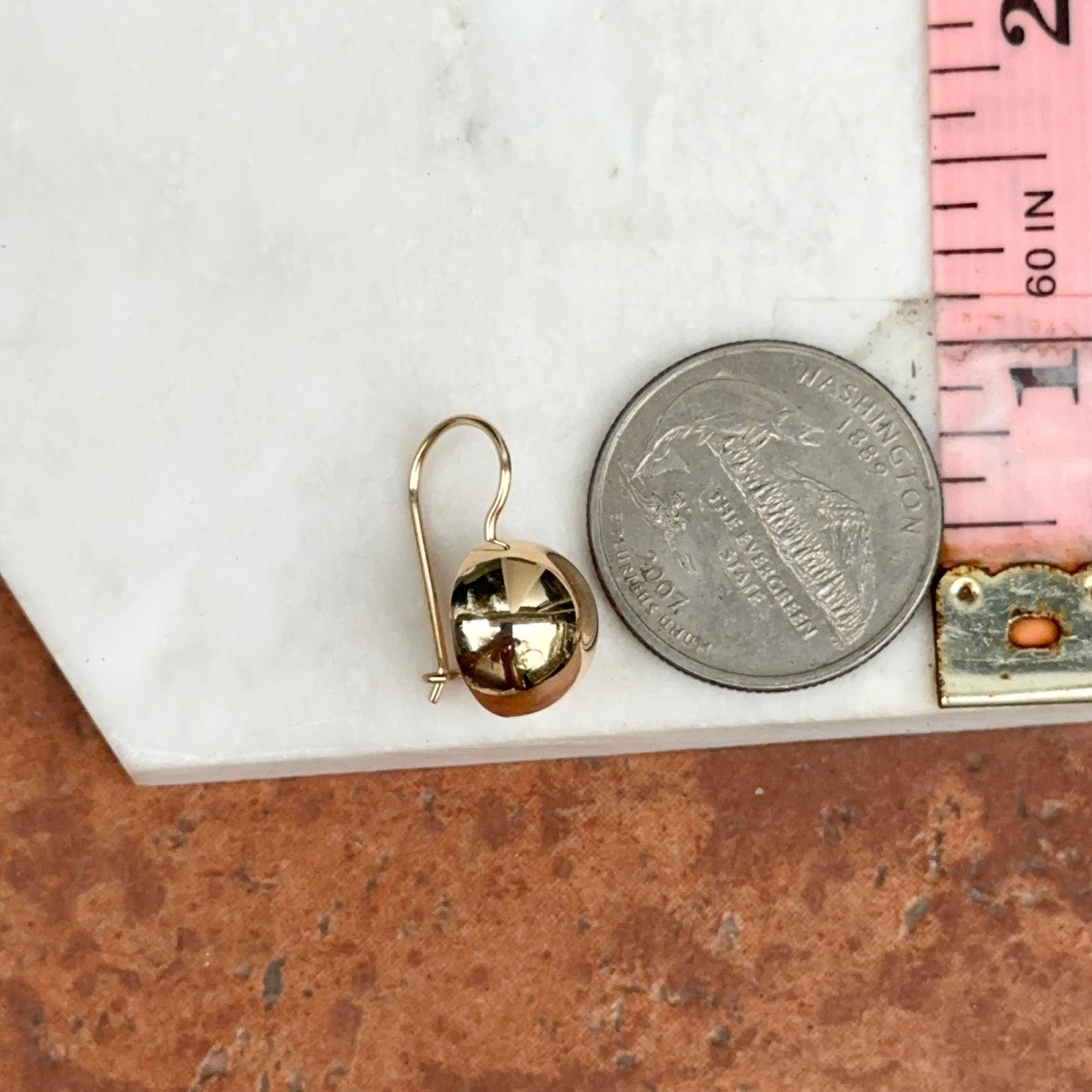 14KT Yellow Gold Polished Half Ball Earrings 12mm - LSJ