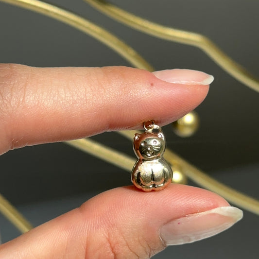 14KT Yellow Gold Satin + Polished 3D Cat Pendant Charm