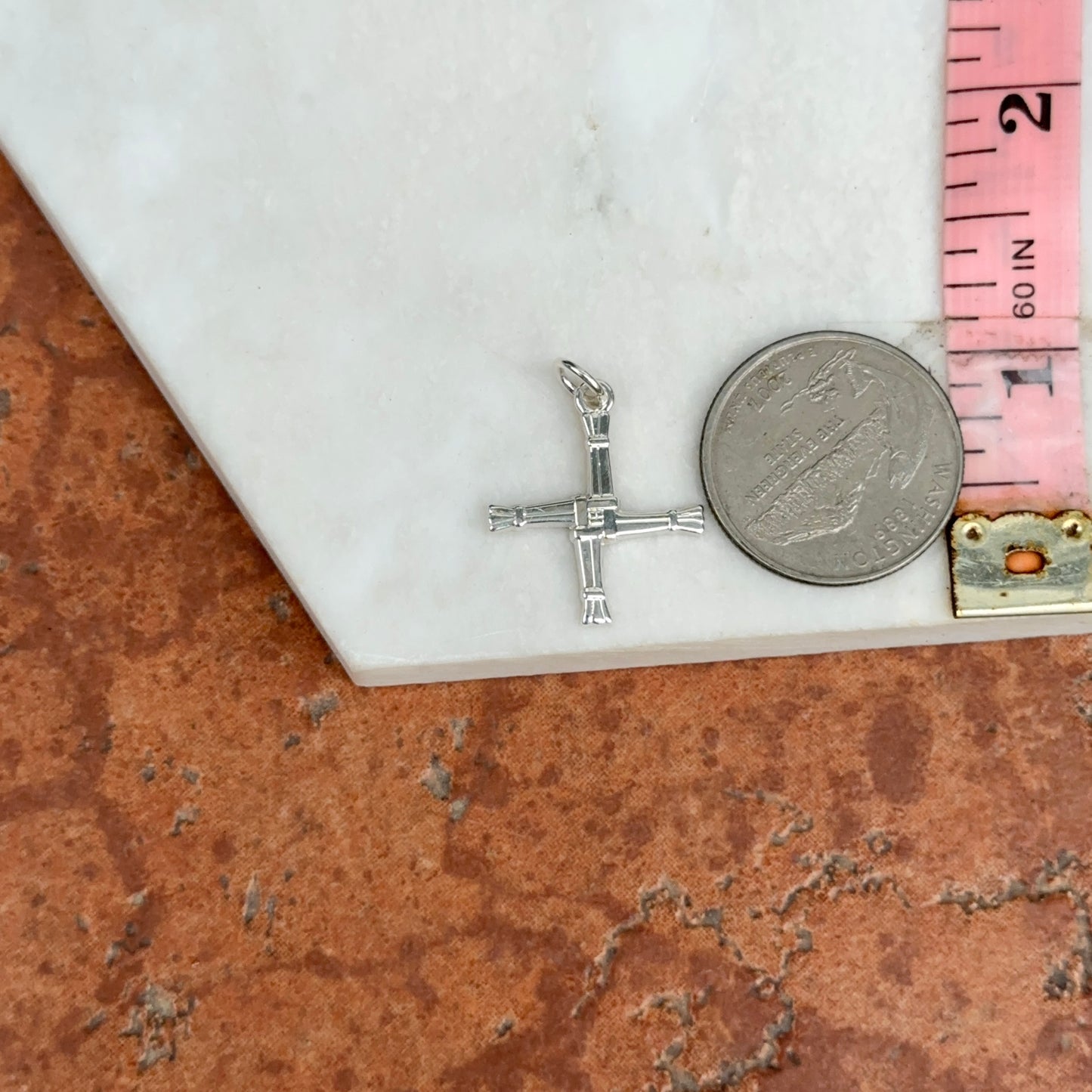 14KT White Gold St. Bridgets Cross Medal Pendant 20mm