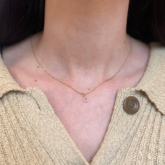 14KT Yellow Gold Diamond Horseshoe Pendant Charm Small