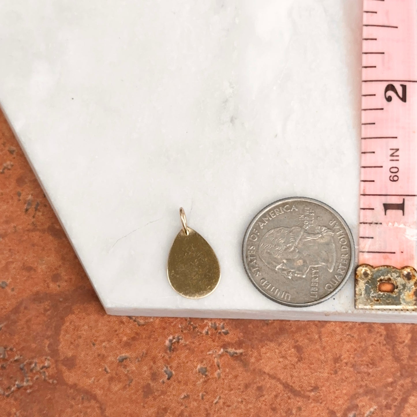 14KT Yellow Gold Teardrop Disc Pendant Charm