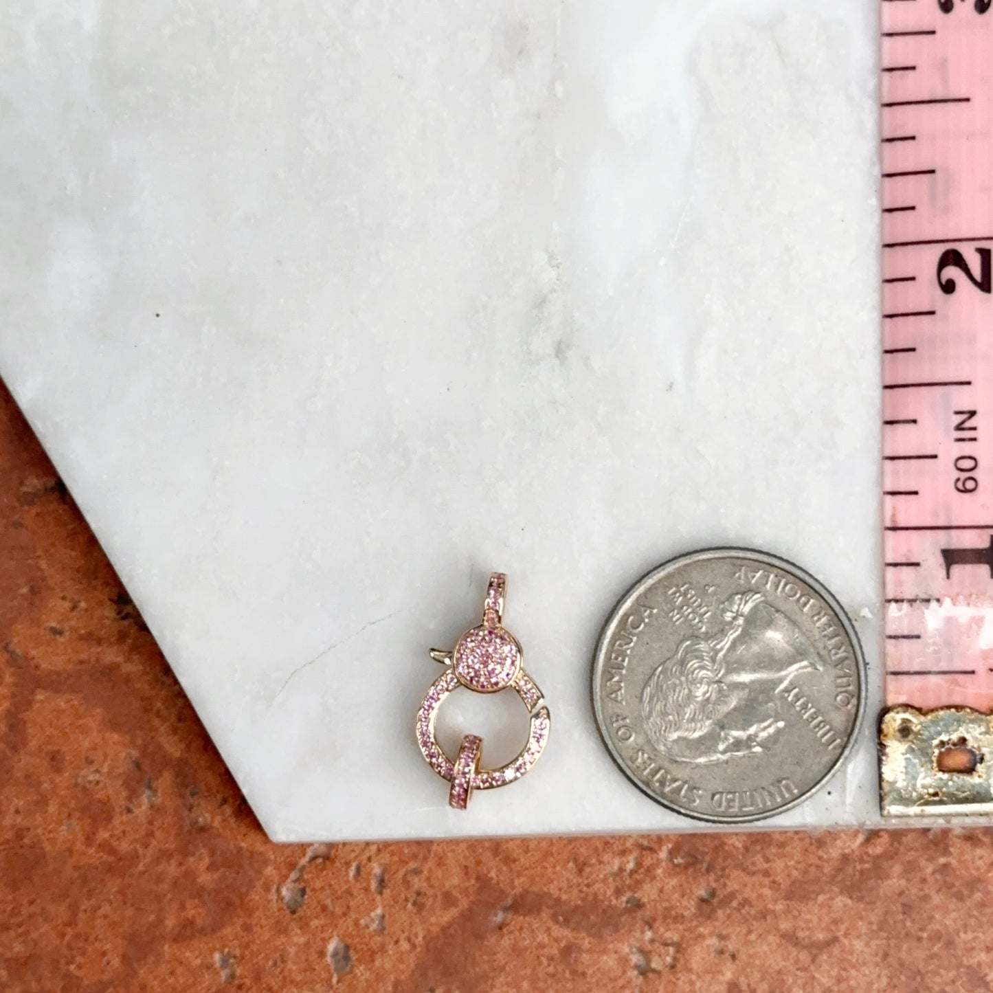 14KT Yellow Gold Pink Sapphire Pendant Hanger