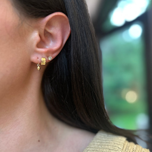 14KT Yellow Gold 4mm Ball Dangle Wire Earrings