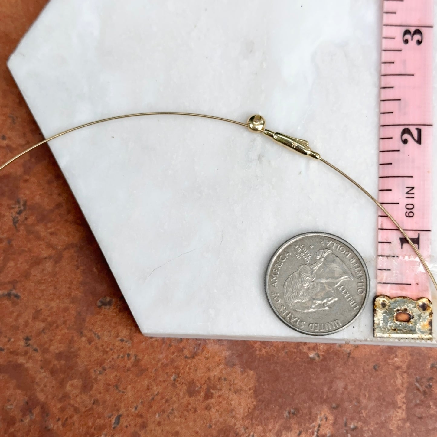 14KT Yellow Gold 1mm Wire Collar Diamond Necklace