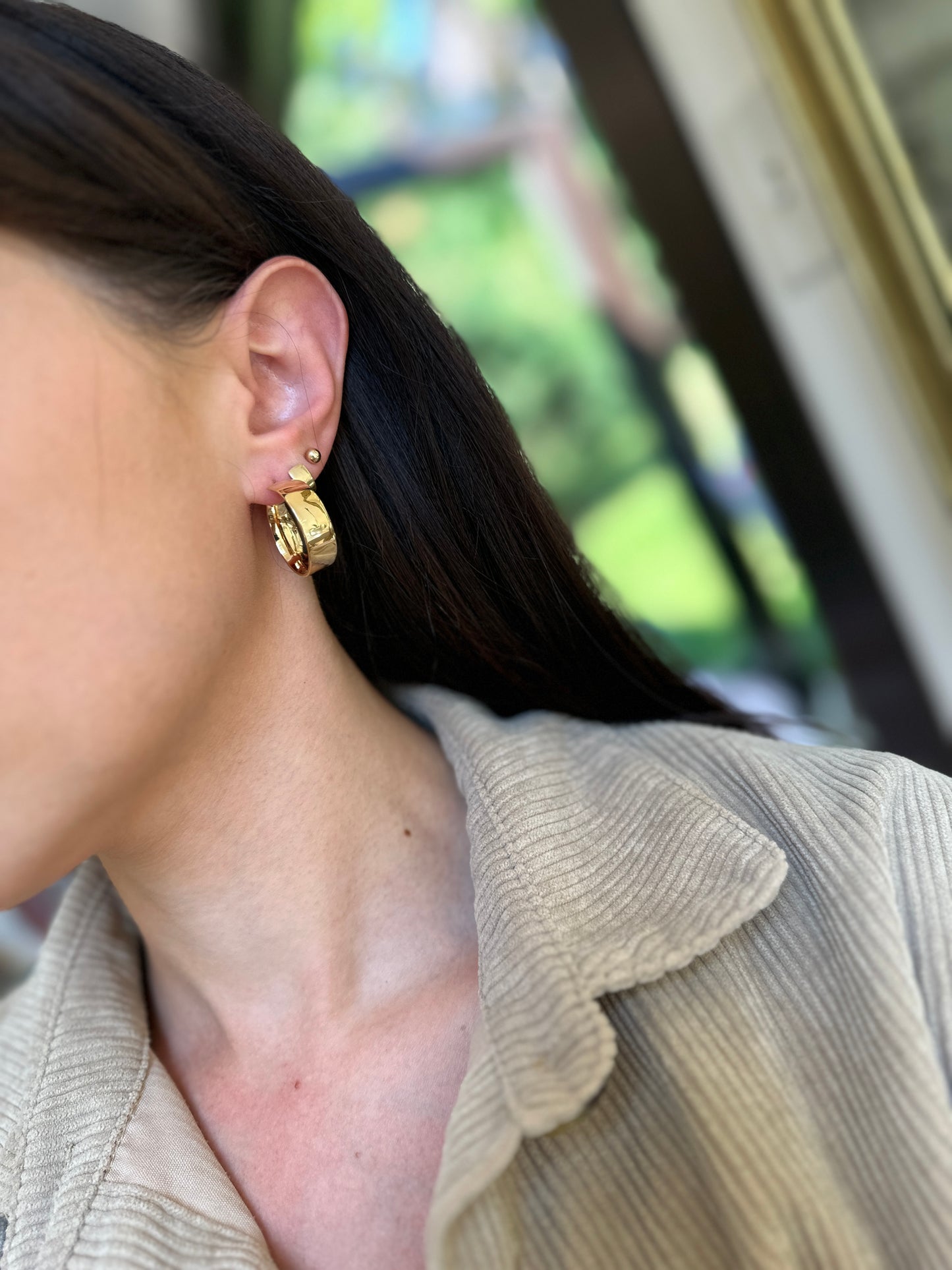 14KT Yellow Gold 8mm Wide Round Hoop Earrings 23mm