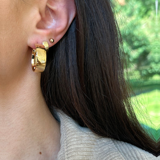 14KT Yellow Gold 8mm Wide Round Hoop Earrings 23mm