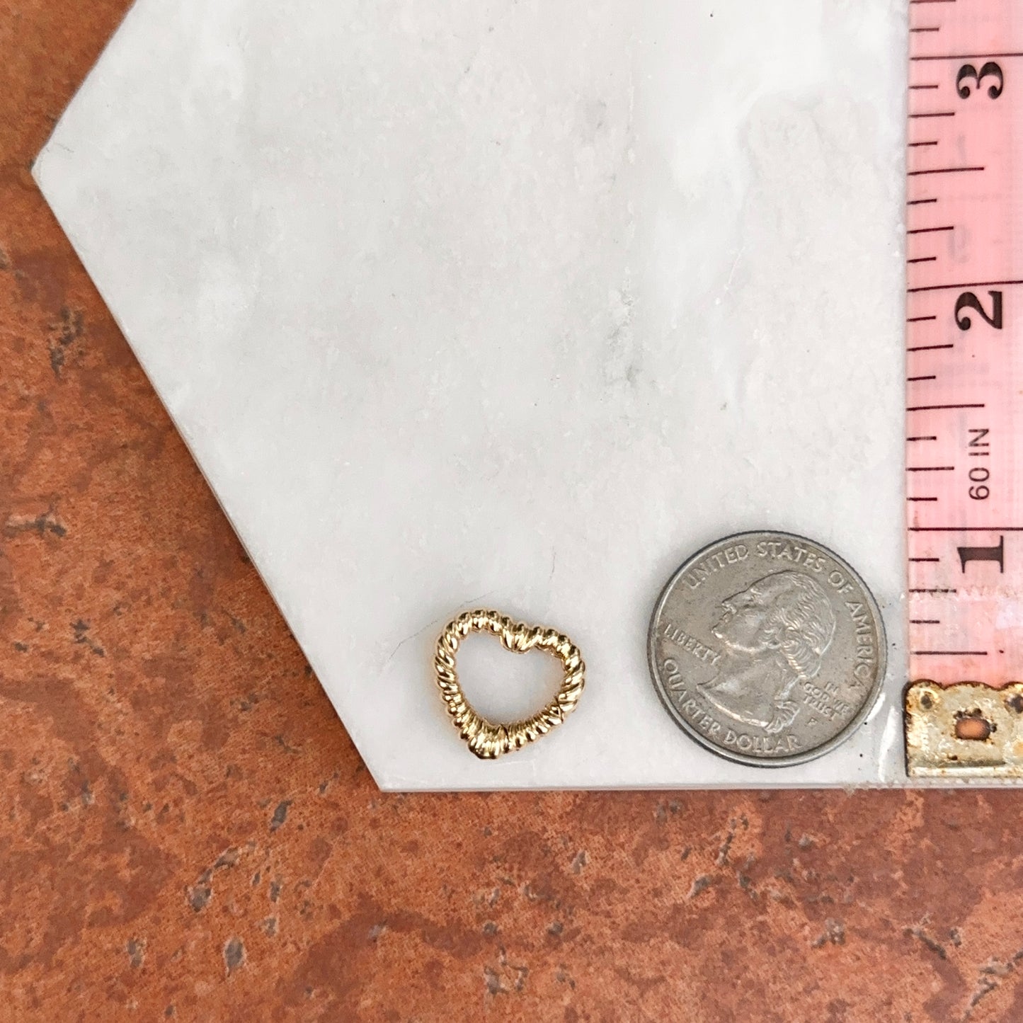 14KT Yellow Gold Ribbed Heart Pendant Clasp/ Charm Holder/ Chain Connecter