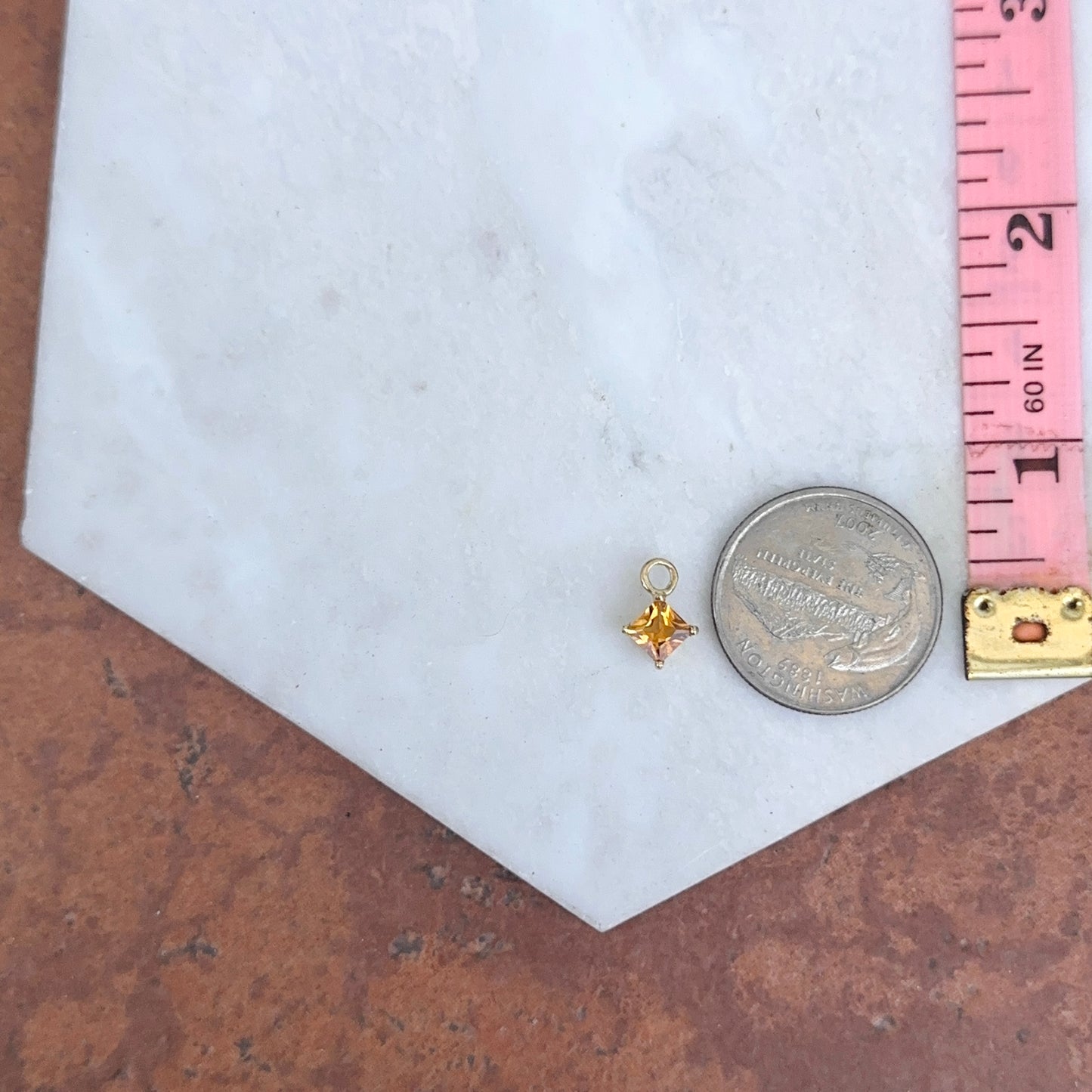 18KT Yellow Gold Square Citrine Earring Charms