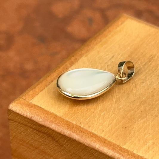 14KT Yellow Gold Mother of Pearl Pear Shape Bezel Pendant Charm