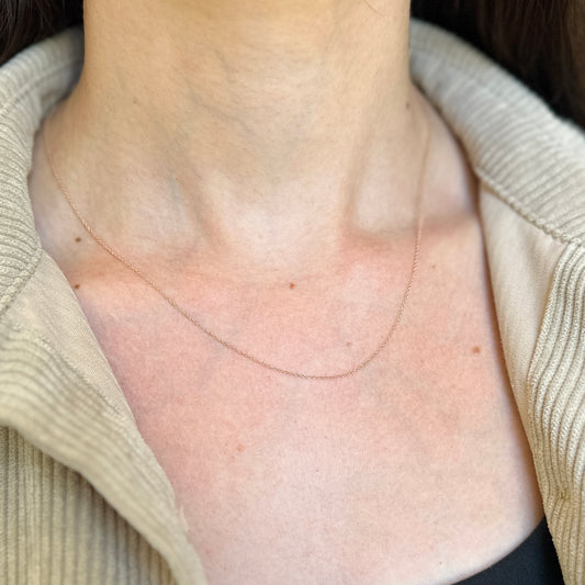 14KT Rose Gold Oval Cable 1mm Chain Necklace 18"