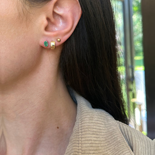 14KT White Gold Oval 1.00 CT Colombian Emerald Stud Earrings