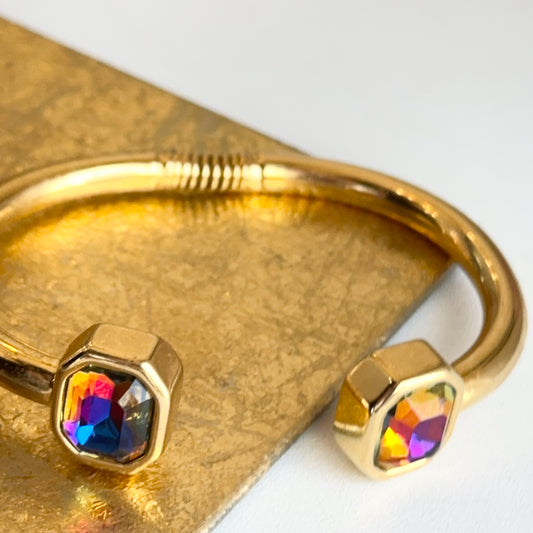 Gold-Plated Kenneth Jay Lane Multi-Color Stone Cuff Bracelet