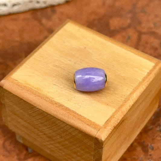 14KT Yellow Gold Lavender Jade Oval Pendant Charm Slide