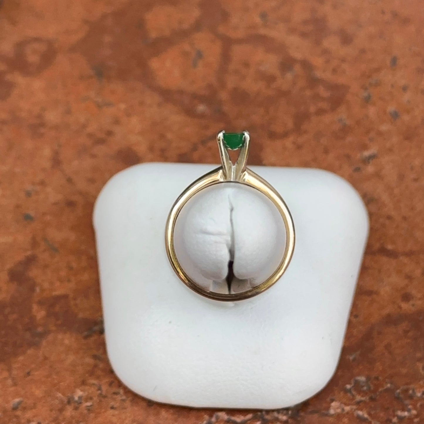 Estate 14KT Yellow Gold Oval Emerald Solitaire Ring