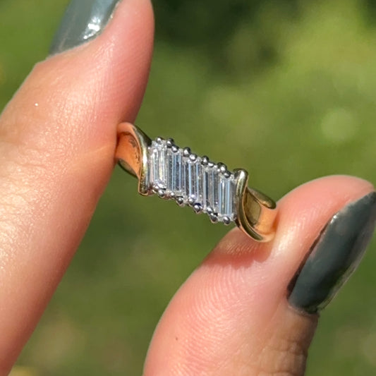 Estate 18KT Yellow Gold Baguette Diamond Band Ring