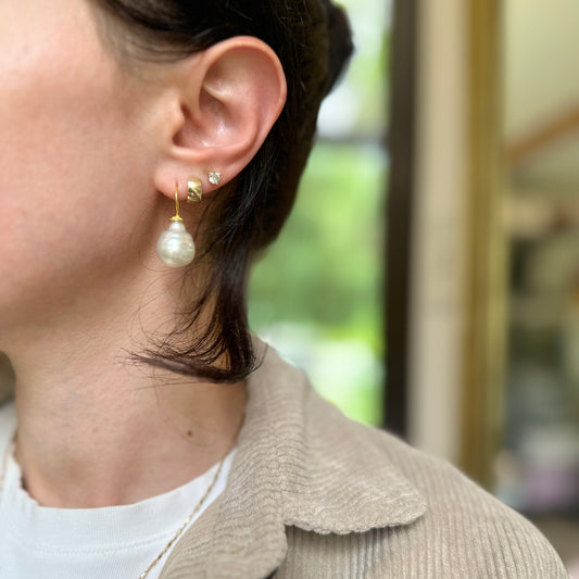 18KT Yellow Gold Paspaley South Sea Pearl Beaded Hook Earrings