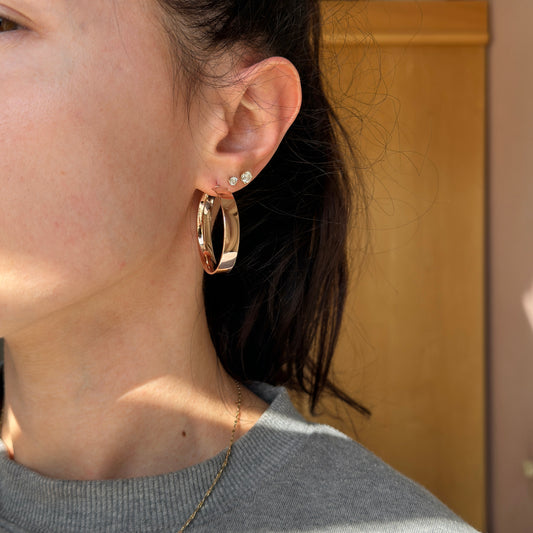 14KT Rose Gold Round 7mm Tube Hoop Earrings 37mm