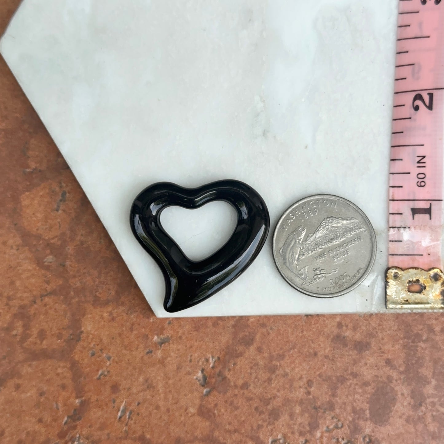 Estate Black Onyx Heart Pendant Charm