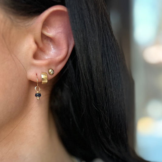 Estate 14KT Yellow Gold & Blue Sapphire Bead Gemstones Earring Charms