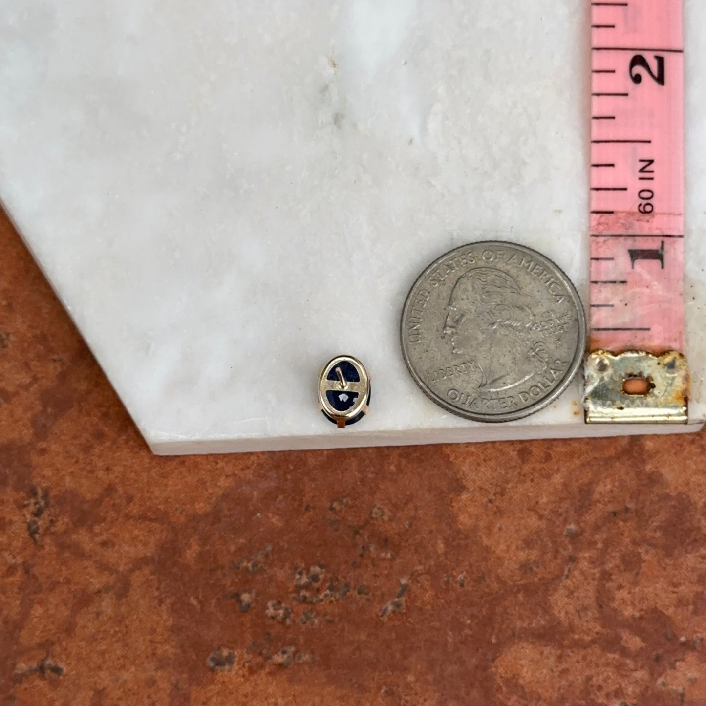 Estate 10KT Yellow Gold Oval 4.21 CT Blue Sapphire Stud Earrings