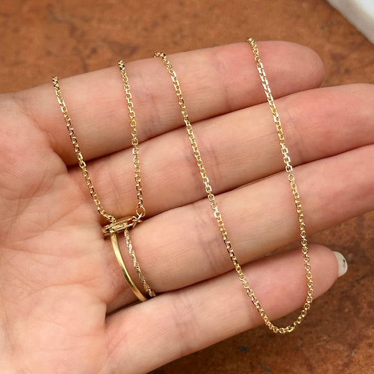14KT Yellow Gold 1.45mm Diamond-Cut Cable Chain Necklace