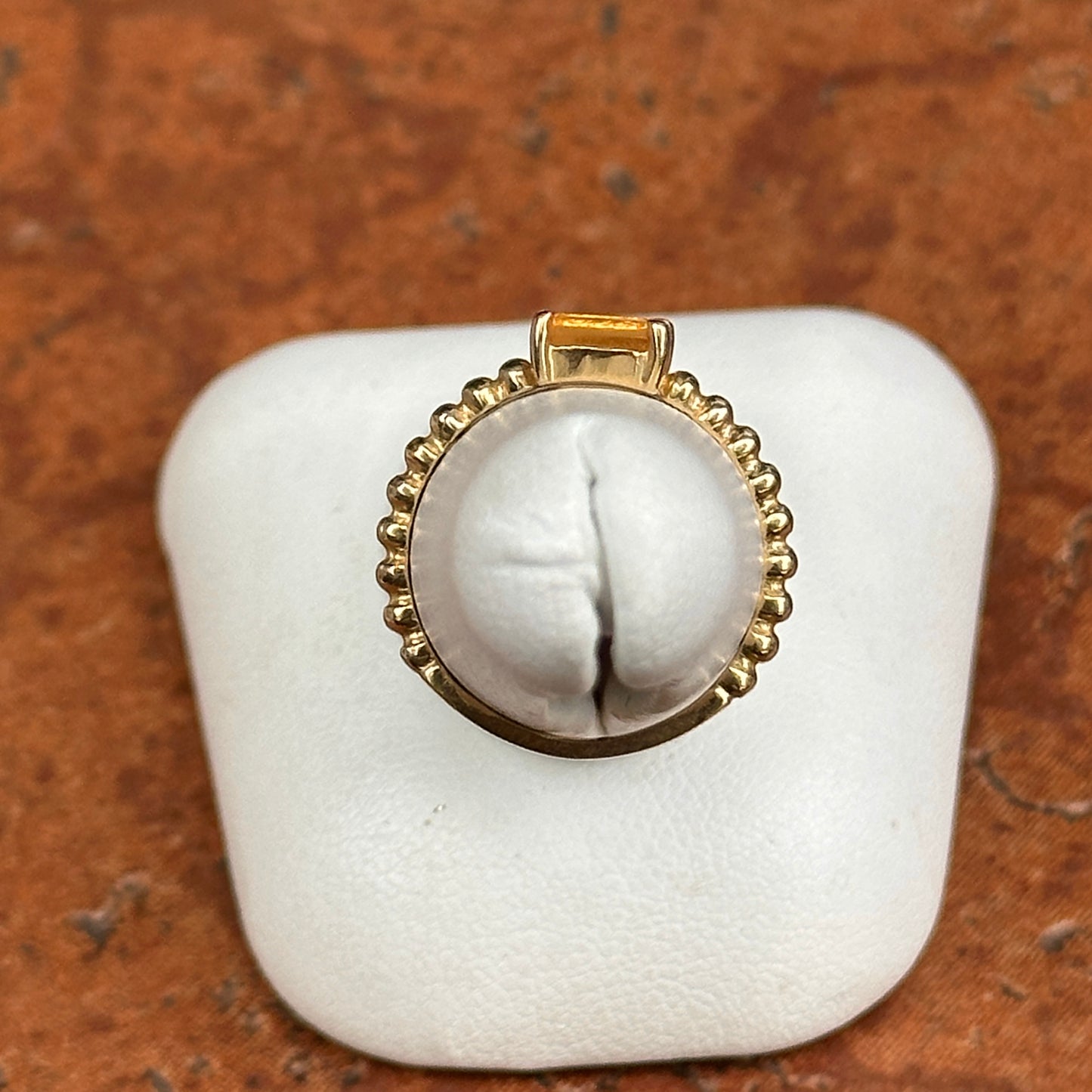 10KT Yellow Gold Emerald-Cut Citrine Bead Style Ring