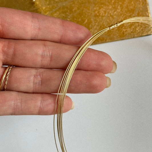 18KT Yellow Gold 7-Strand Cable Wire Collar Necklace